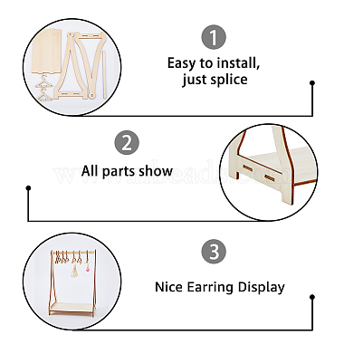 コートハンガー取り外し可能な木製イヤリングディスプレイ(ODIS-WH0026-14)-3