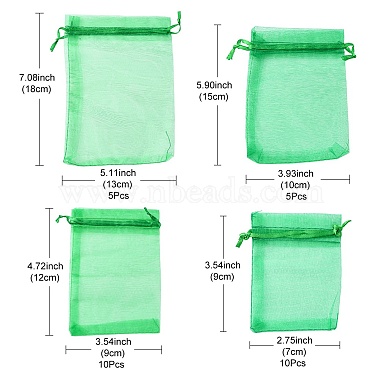 30pcs 4 styles sacs rectangulaires en organza pochettes de rangement de bijoux faveur de mariage fête maille cordon cadeau(OP-FS0001-01D)-7