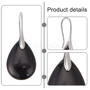 Anattasoul-pendientes colgantes en forma de lágrima de cristal de cuarzo natural y ágata negra(EJEW-AN0004-41)-3