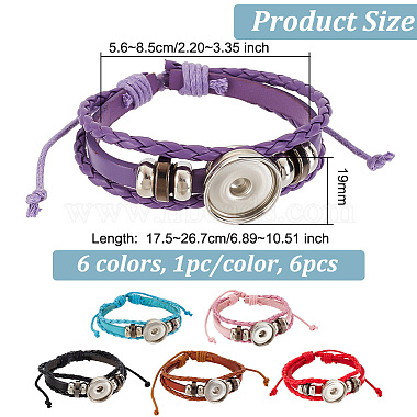 Pandahall Elite 6 pcs 6 couleurs en cuir pu tressé triple couche pour la fabrication de bracelets(FIND-PH0010-85)-2