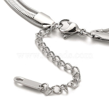 304 Stainless Steel Snake Chains 3 Layer Necklace for Women(NJEW-C028-01P)-3