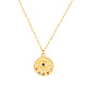 Colorful Cubic Zirconia Eye Pendant Necklace with Stainless Steel Cable Chains(HT9511-2)-1