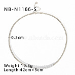 304 Stainless Steel Pave Clear Cubic Zirconia Square Snake Tennis Chain Necklaces for Women, Stainless Steel Color, 16.54 inch(42cm)(WGF0689-04)