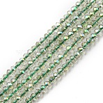 Electroplate Glass Beads Strands, Full Rainbow Plated, Faceted, Rondelle, Light Yellow, 2~2.3x1.7~1.9mm, Hole: 0.3mm, about 208~220pcs/Strand, 34~36cm(EGLA-F149-FR-09)