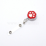 PVC Paw Badge Reel, Retractable Badge Holder, with Iron Alligator Clip, Lightweight & Easy Retracting, Crimson, 118mm(AJEW-WH0162-32H)