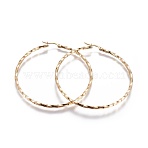PVD Vacuum Plating 304 Stainless Steel Big Hoop Earrings, Long-Lasting Plated, Hypoallergenic Earrings, Twisted Ring, Golden, 10 Gauge, 62x60x2.5mm, Pin: 0.8mm(EJEW-L226-009C)