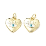 Brass Enamel Pendants, Heart with Evil Eye Charms, Cadmium Free & Lead Free, Long-Lasting Plated, Rack Plating, Real 18K Gold Plated, 14x13x2mm, Hole: 3.5mm(KK-K428-01G)