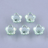 Transparent Acrylic Bead Caps, Trumpet Flower Beads, AB Color, 5-Petal, Flower, Aquamarine, 10x14x13.5mm, Hole: 1.6mm, about 1370pcs/500g(TACR-T007-04C)