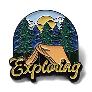 Outdoor Camping Theme Mountain Pattern Enamel Pin, Black Zinc Alloy Brooches for Backpack Clothes, Colorful, 30x30x1mm(JEWB-H015-01EB-01)