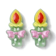 Christmas Series Resin Cabochons, Candle, 12.5x7x4mm(CRES-Q006-02K)