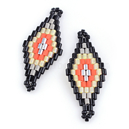 MIYUKI & TOHO Japanese Seed Beads, Handmade Links, Rhombus Loom Pattern, Champagne Yellow, 31~32.5x13~13.5x1.5~2mm, Hole: 1mm(X-SEED-S009-SP1-01)