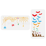 PET Hollow Out Drawing Painting Stencils, for DIY Scrapbook, Photo Album, Bat, 150x300mm, 2pcs/set(DIY-WH0394-0362)