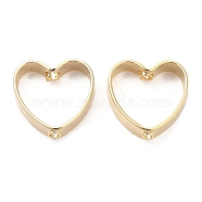 Rack Plating Brass Bead Frame, Cadmium Free & Lead Free, Heart, Real 24K Gold Plated, 9x9.5x3mm, Hole: 1.2mm(KK-M250-28G)