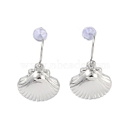 304 Stainless Steel Dangle Earrings for Women, Shell Shape, Stainless Steel Color, 23x15mm(EJEW-Z047-02P)