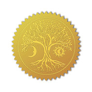 Self Adhesive Gold Foil Embossed Stickers, Medal Decoration Sticker, Tree of Life, 5x5cm(DIY-WH0211-384)