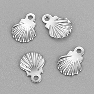 304 Stainless Steel Charms, Shell, Stainless Steel Color, 7.5x5.5x0.8mm, Hole: 0.8mm(X-STAS-F160-32P)