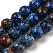 Natural Larvikite Beads Strands, Dyed, Round, Dark Blue, 8~8.5mm, Hole: 1mm, about 47~49pcs/strand, 14.5 inch~14.9 inch(37~38cm)(G-E443-A40)