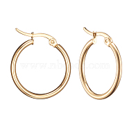 304 Stainless Steel Hoop Earrings, Hypoallergenic Earrings, Golden, 12 Gauge, 19~21x2mm, Pin: 0.7x1mm(X-EJEW-F105-11G)