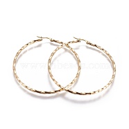 304 Stainless Steel Big Hoop Earrings, Hypoallergenic Earrings, Twisted Ring, Golden, 10 Gauge, 62x60x2.5mm, Pin: 0.8mm(EJEW-L226-009C)