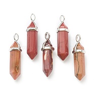 Natural Mookaite Pendants, with Platinum Tone Brass Findings, Bullet, 39.5x12x11.5mm, Hole: 4.5x2.8mm(X-G-M378-01P-A21)