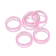 MIYUKI & TOHO Handmade Japanese Seed Beads, with Silver Plated 304 Stainless Steel Link Rings, Loom Pattern, Ring/Circle, Pearl Pink, 18~19x1.7mm, Inner Diameter: 14mm(SEED-A028A-M-20S)