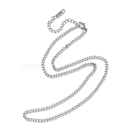 304 Stainless Steel Curb Chain Necklace for Men Women, Stainless Steel Color, 15.79 inch(40.1cm)(NJEW-YW0001-14)