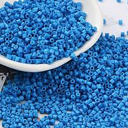 Baking Paint Glass Seed Beads, Cylinder, Dodger Blue, 2x1.5mm, Hole: 1mm, about 5599pcs/50g(X-SEED-S042-05B-76)