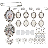 DIY Wedding Boutonniere Angel Photo Charm Brooch Pin Making Kit, Including Alloy Pendant Cabochon Settings, Glass Cabochons, Angel Acrylic Pendants, Iron Brooch Pin Findings, Antique Silver & Stainless Steel Color, 100pcs/box(DIY-SC0019-22)