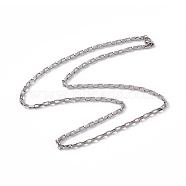 201 Stainless Steel Box Chain Necklace for Men Women, Stainless Steel Color, 23.62 inch(60cm)(NJEW-P268-A42-1X5)