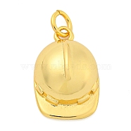 Rack Plating Brass Pendants, with Jump Ring, Lead Free & Cadmium Free, Long-Lasting Plated, Safety Helmet Charm, Real 18K Gold Plated, 17.5x11.5x7mm, Hole: 3mm(KK-Z063-30F-G)