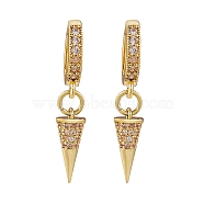 Clear Cubic Zirconia Cone Drop Huggie Hoop Earrings, Brass Jewelry for Women, Golden, 31mm, Pin: 0.9mm(EJEW-SW00005-09)