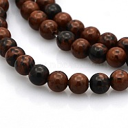 Round Natural Mahogany Obsidian Beads Strands, 4mm, Hole: 1mm, about 102pcs/strand, 15.7 inch(G-N0120-20-4mm)