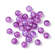 25Pcs Round Imitation Cat Eye Resin Beads, with Glitter Powder, Purple, 8mm, Hole: 1.6~1.8mm(RESI-FS0001-65C)