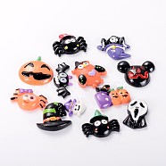 Mixed Halloween Theme Resin Cabochons, Mixed Color, 15~35x20~40x5~9mm(CRES-MSMC003-01)
