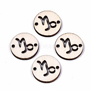 Unfinished Natural Poplar Wood Links Connectors, Laser Cut, Flat Round with Constellation, Capricorn, 19.5x2.5mm, Hole: 2mm(WOOD-S045-139A-09)