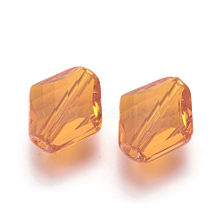 K9 Glass, Imitation Austrian Crystal Beads, Grade AAA, Faceted, Rhombus, Orange, 14~14.5x12x5~7mm, Hole: 0.9~1mm(SWAR-F080-12x14mm-12)