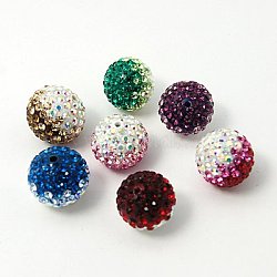 Austrian Crystal Beads, Pave Ball Beads, Gradient Color, with Resin inside, Round, Mixed Color, 12mm, Hole: 1mm(SWARJ-C195-12mm-M)