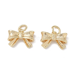 Brass Charms, Bowknot Charms, Real 18K Gold Plated, 9.5x13.5x4mm, Hole: 3mm(KK-G497-01G)