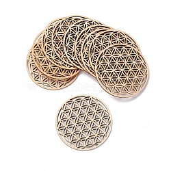 Basswood Carved Round Cup Mats, Chakra Flower Of Life Coaster Heat Resistant Pot Mats, for Home Kitchen, Flower Pattern, 100x3mm, 10pcs/set(DJEW-M006-05)