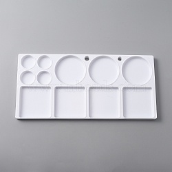 Plastics Color Palette, Painting Supplies, Rectangle, White, 14.7x31x1.2cm, Hole: 9mm, Inner Diameter: 3.1~6.8cm(DIY-WH0292-75)