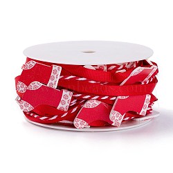 Polyester Cord, for Christmas Party Decoration, Christmas Stocking with Cotton Cord and Wood Findings, Red, 2~6mm, about 5m/roll(OCOR-L044-10A)