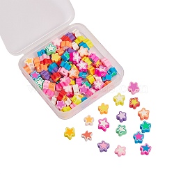 100Pcs Handmade Polymer Clay Beads, Star, Mixed Color, 8.5x8.5x4.5mm, Hole: 1.6mm(CLAY-CJ0001-24)