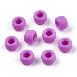 Opaque Plastic Beads, Frosted, Barrel, Medium Orchid, 9x6mm, Hole: 3.8mm, about 1900pcs/500g(KY-T025-01-C07)