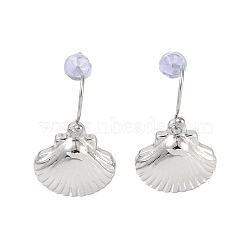 Non-Tarnish 304 Stainless Steel Dangle Earrings for Women, Shell Shape, Stainless Steel Color, 23x15mm(EJEW-Z047-02P)