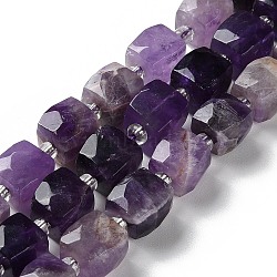Natural Amethyst Beads Strands, with Seed Beads, Cube, Faceted, 9.5~11x9.5~10.5x9.5~10.5mm, Hole: 1.2mm, about 29pcs/strand, 15.35~15.67''(39~39.8cm)(G-B065-A02)
