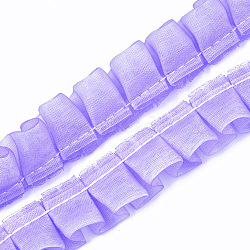 Organza Ribbon, Pleated/Double Ruffle Ribbon, Medium Purple, 19~23mm, 30m/bundle(ORIB-S047-04B)