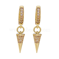 Clear Cubic Zirconia Cone Drop Huggie Hoop Earrings, Brass Jewelry for Women, Golden, 31mm, Pin: 0.9mm(EJEW-SW00005-09)