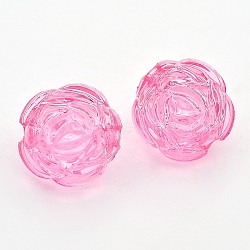 Transparent Acrylic Beads, Flower, Pink, 13.4mm in diameter, 11.3mm thick, hole: 2mm(X-PL713Y-7)