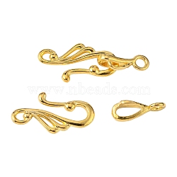 Tibetan Style Hook and Eye Clasps, Lead Free and Cadmium Free, about 12mm wide, 25mm long, Bar: 16mm long, hole: 3mm, LF1157Y, Gold Color(X-K08ZJ011)