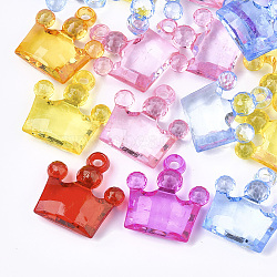 Transparent Acrylic Pendants, Faceted, Crown, Mixed Color, 28x26x8mm, Hole: 2.5mm(X-TACR-S133-011)